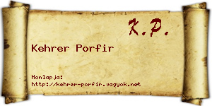 Kehrer Porfir névjegykártya